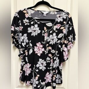 Liz Claiborne Black Floral Blouse